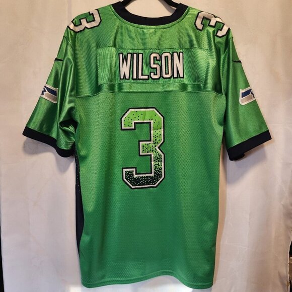 Nike NFL Russell Wilson Color Rush Green Jersey Seattle Seahawks #3 Size 44 LG - Picture 4 of 13